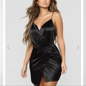 Black Satin Dress Fashion Nova Brand New w/tags